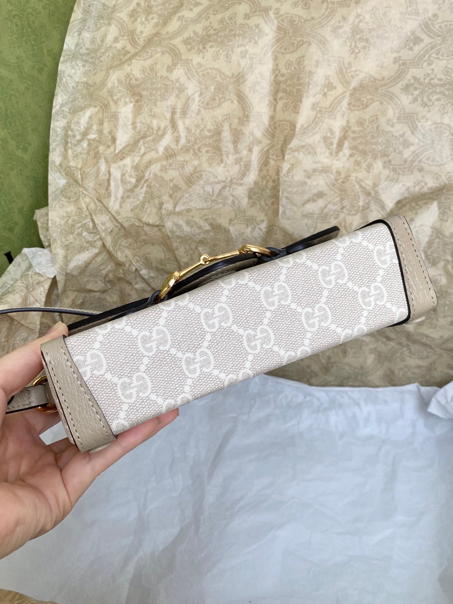 Gg horsebit 1955 Jumbo beige invoice bag