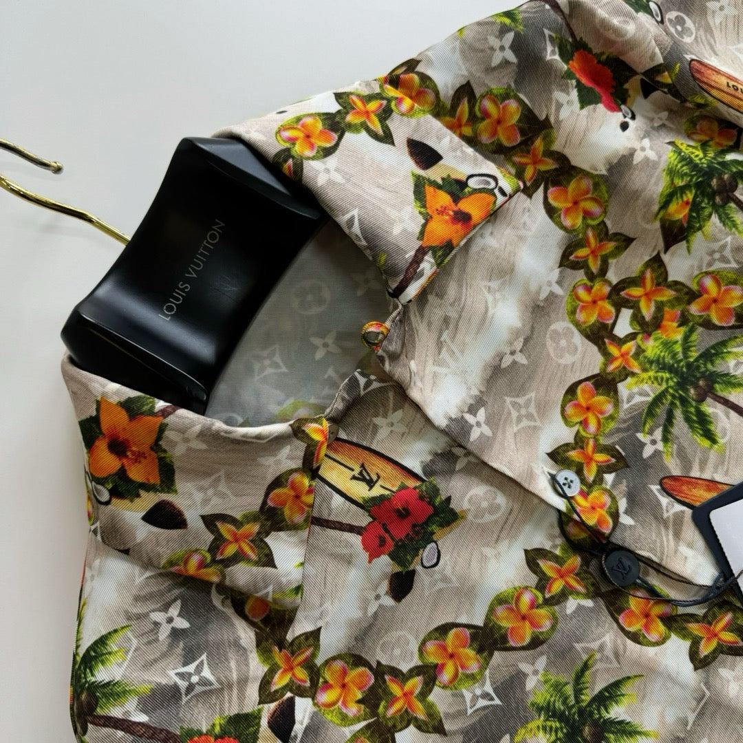 Ensemble Chemise lv manches courtes Monogram en soie