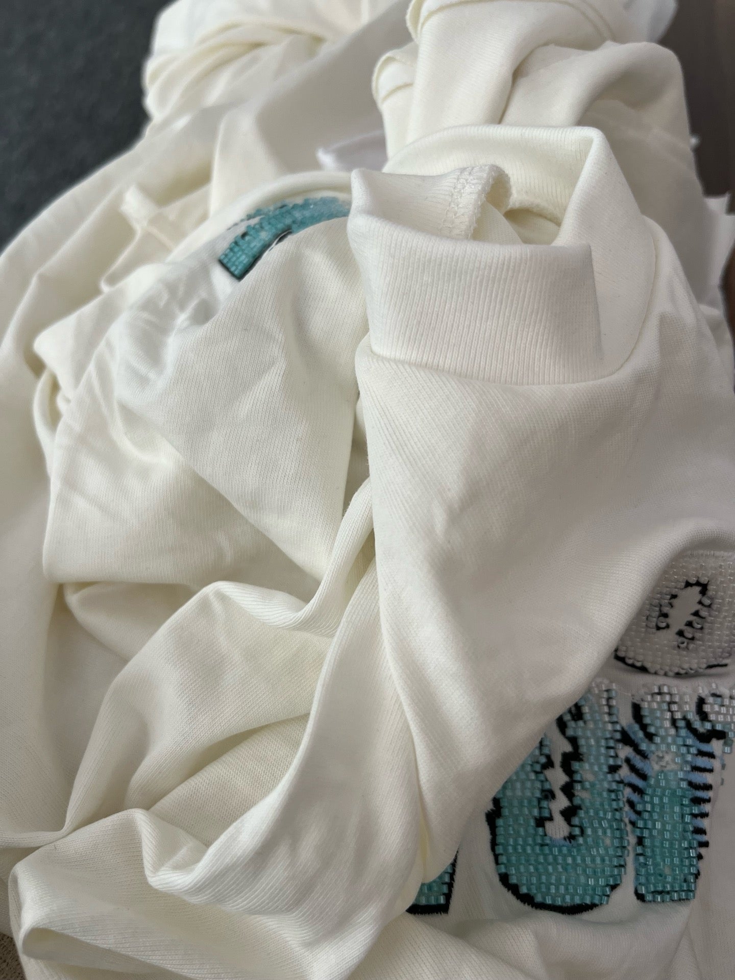 T shirt Lv embroidered beads Cotton