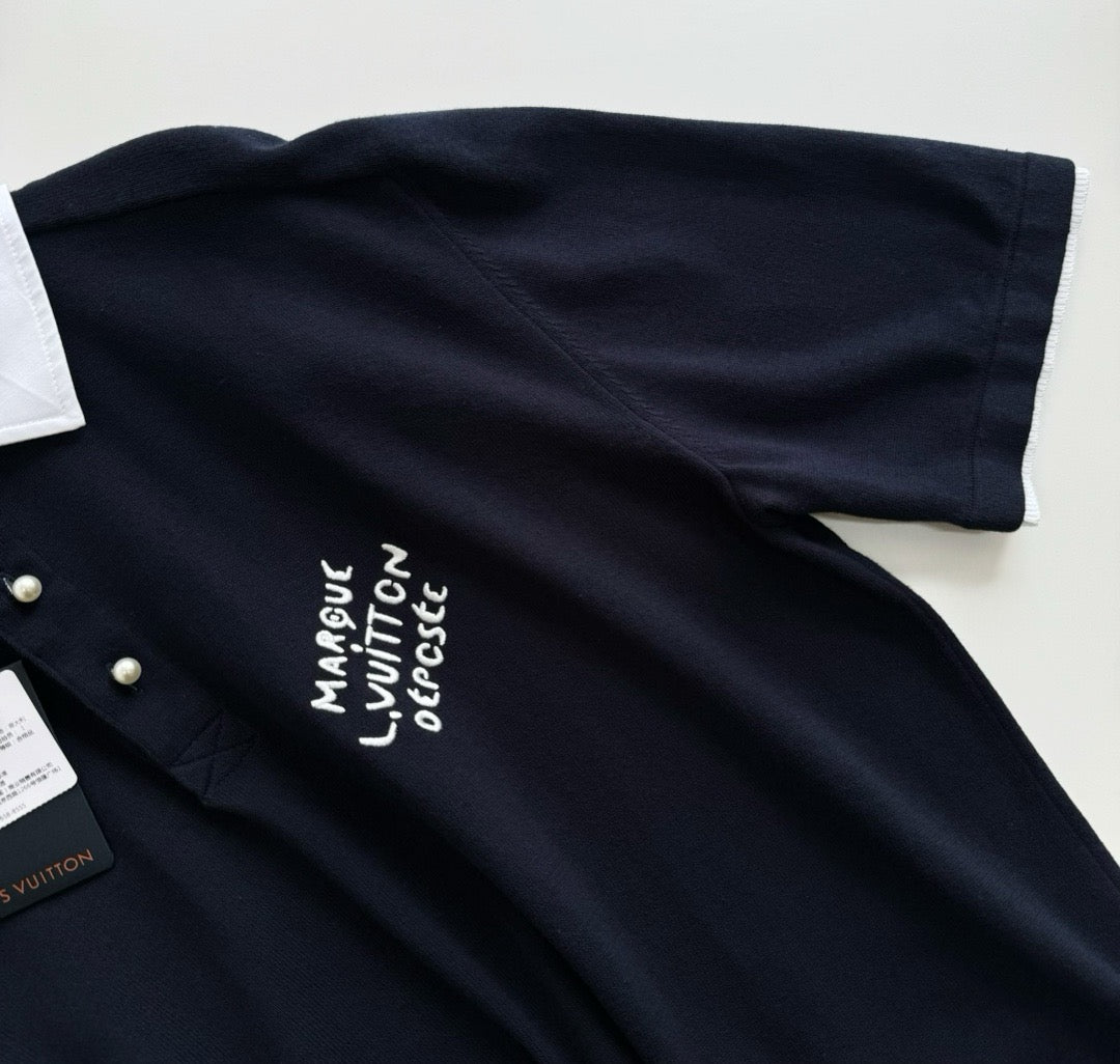 Homme LV Polo Manches Courtes Brodé Coton Mélangé