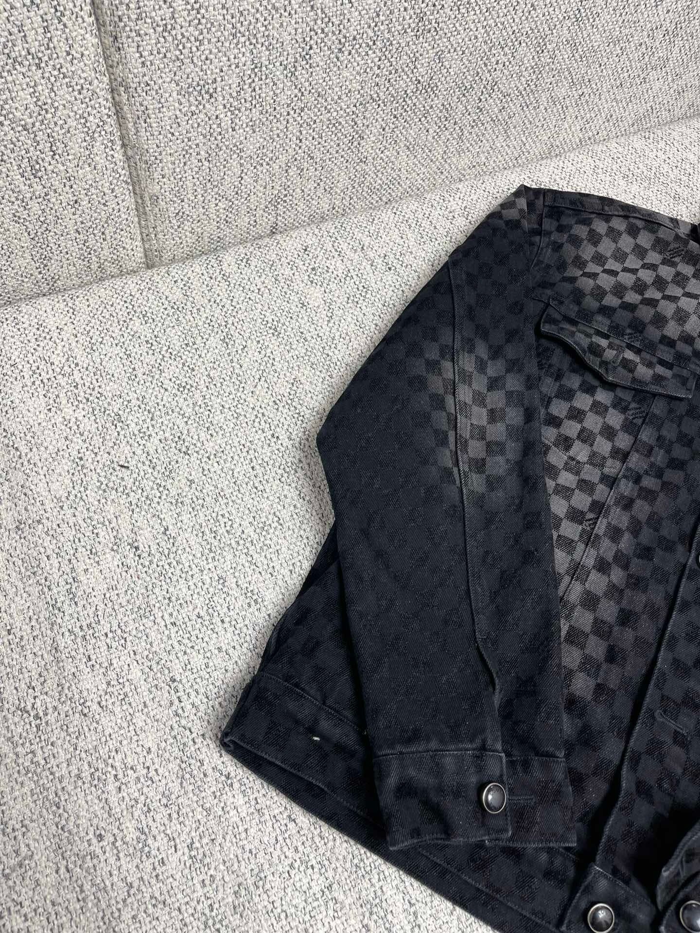 1AHBDY Tracksuit Flocked Damier Denim Trucker Jacket