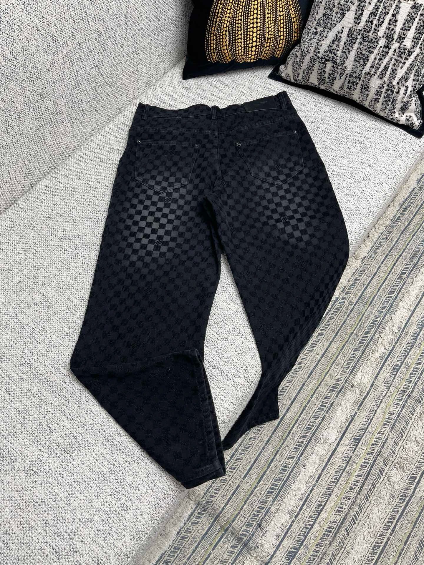 1AHBDY Tracksuit Flocked Damier Denim Trucker Jacket