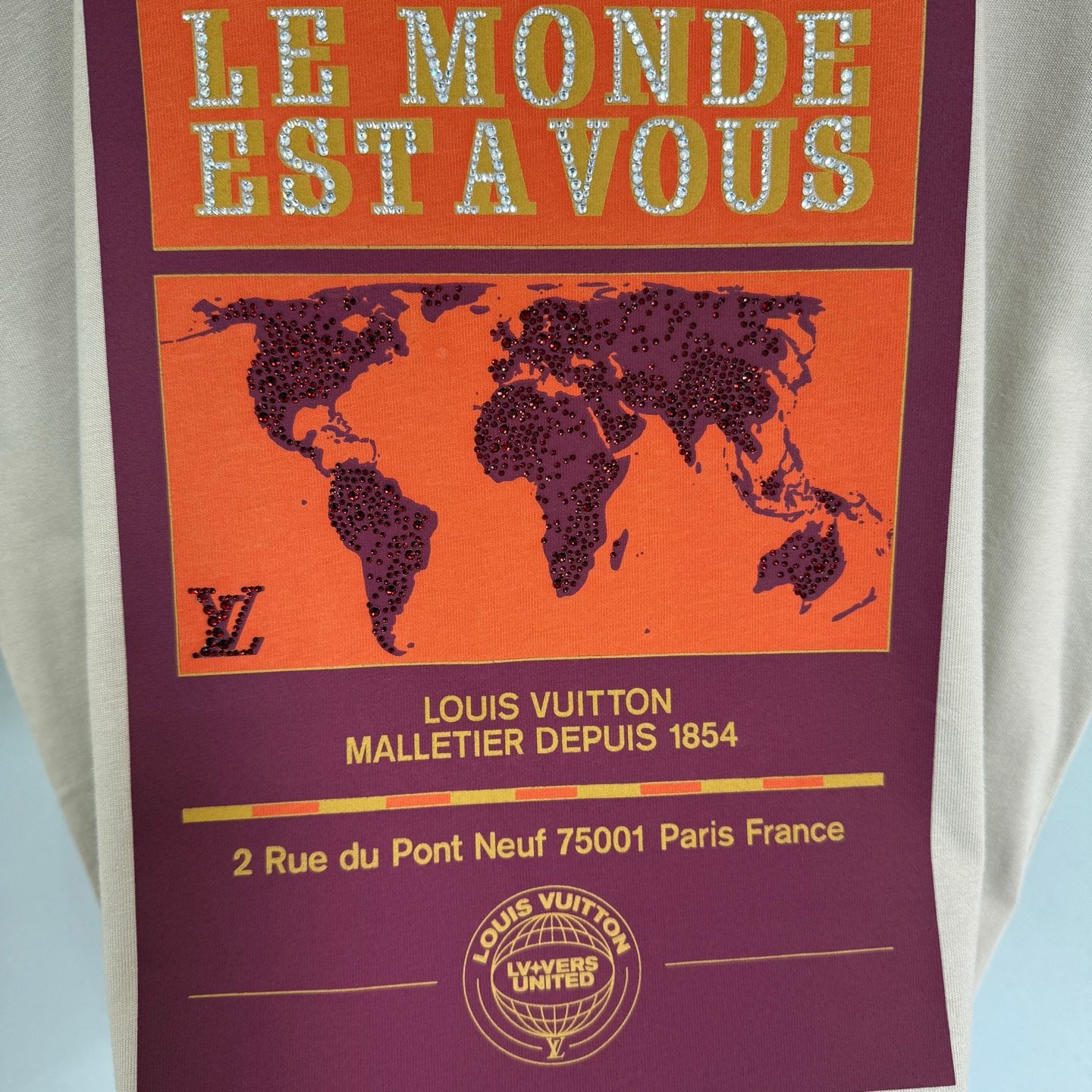 Tee-shirt lv graphique ornementé en coton