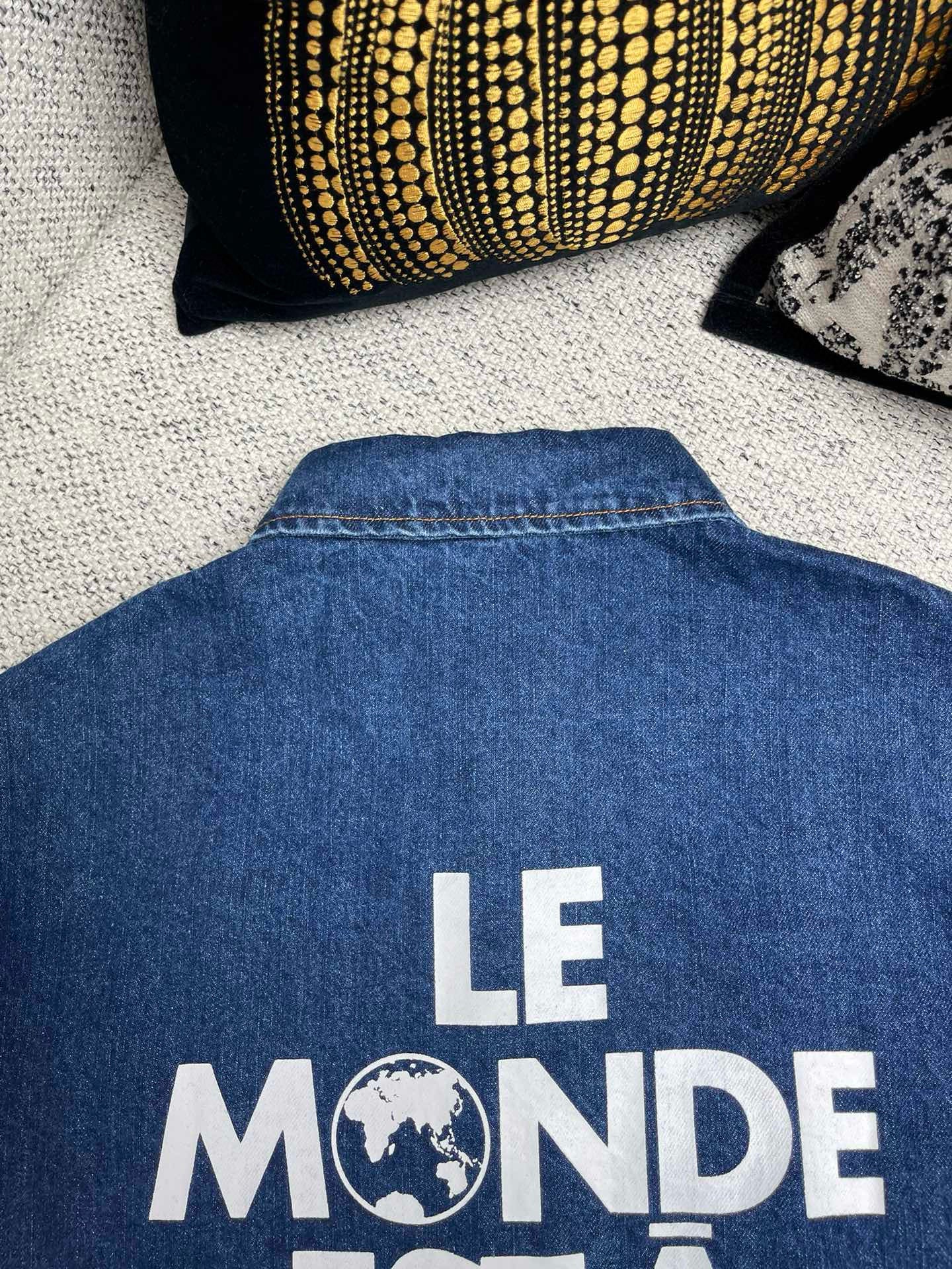 Lv Signature Denim Short-Sleeved Shirt