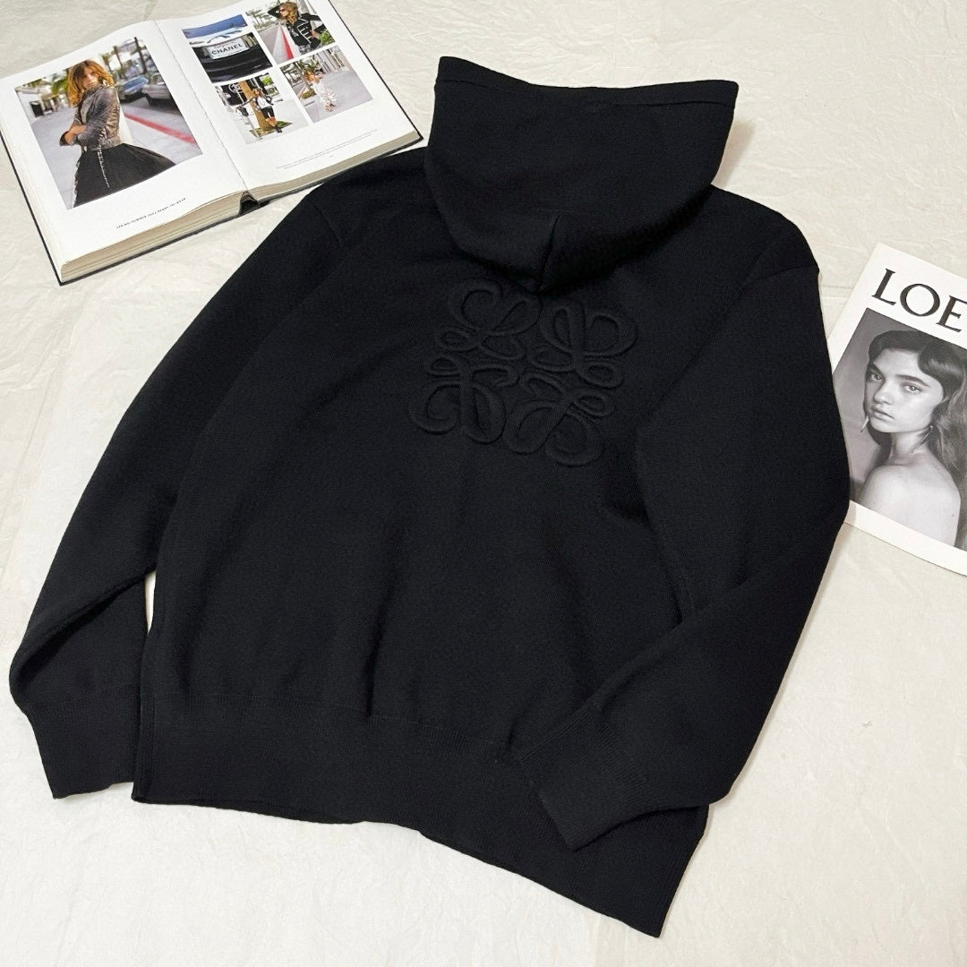 Sweatshirt à capuche zippé Anagram en laine Loew