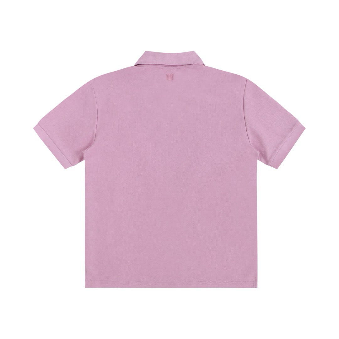 Polo purple à petit logo ami de cœur rouge