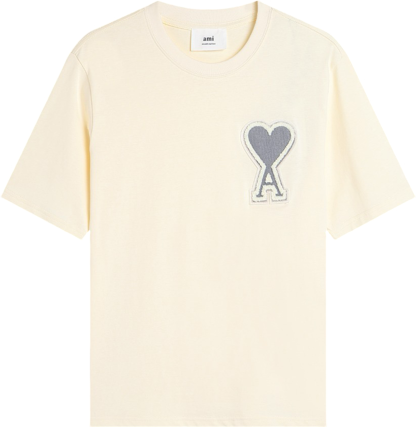 T-shirt beige à logo ami de cœur gris