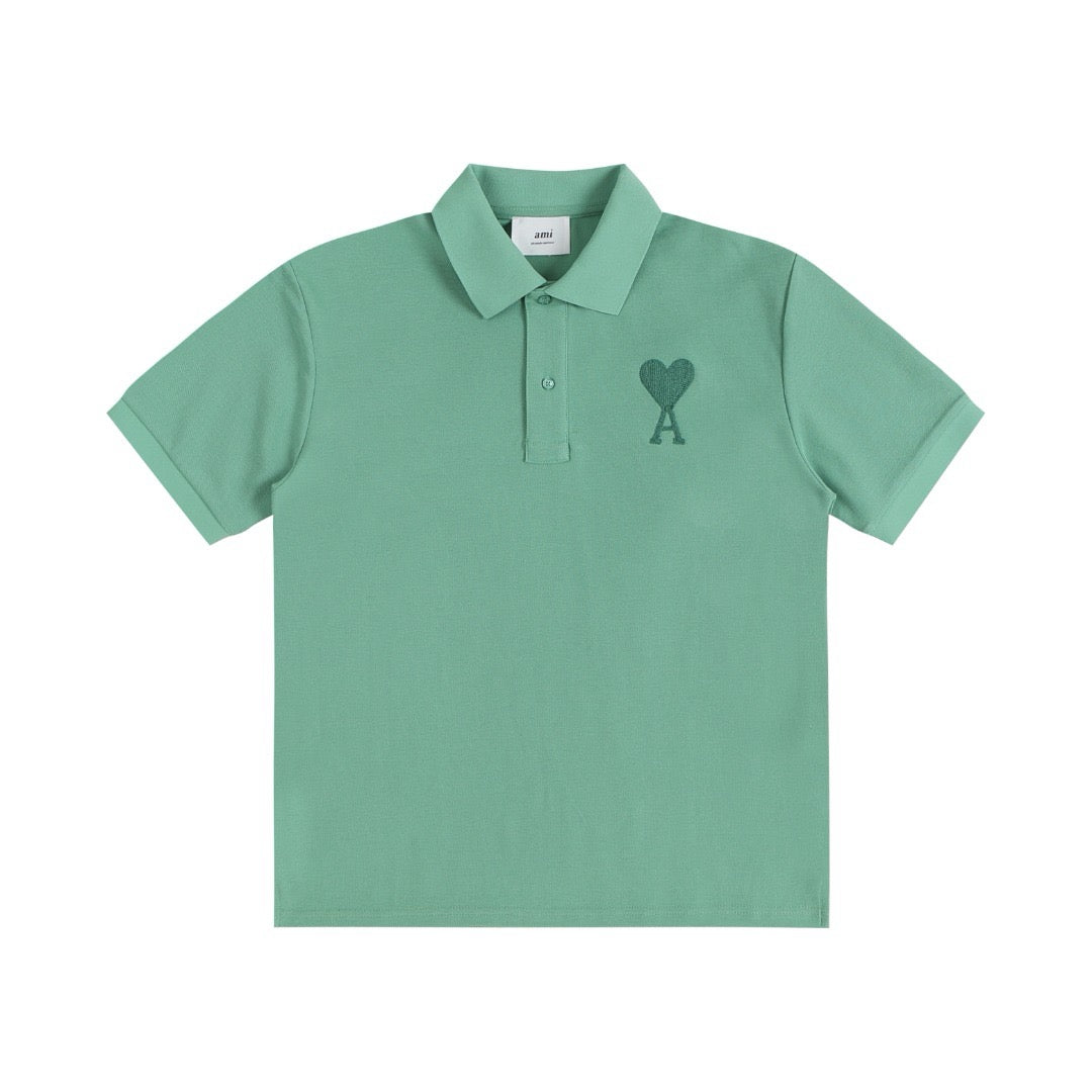 Polo vert à petit logo ami de cœur vert