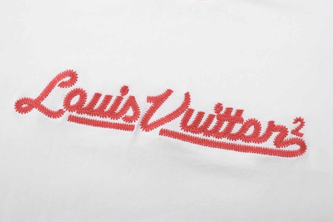 LV x NGO white embroidered funnel neck t-shirt