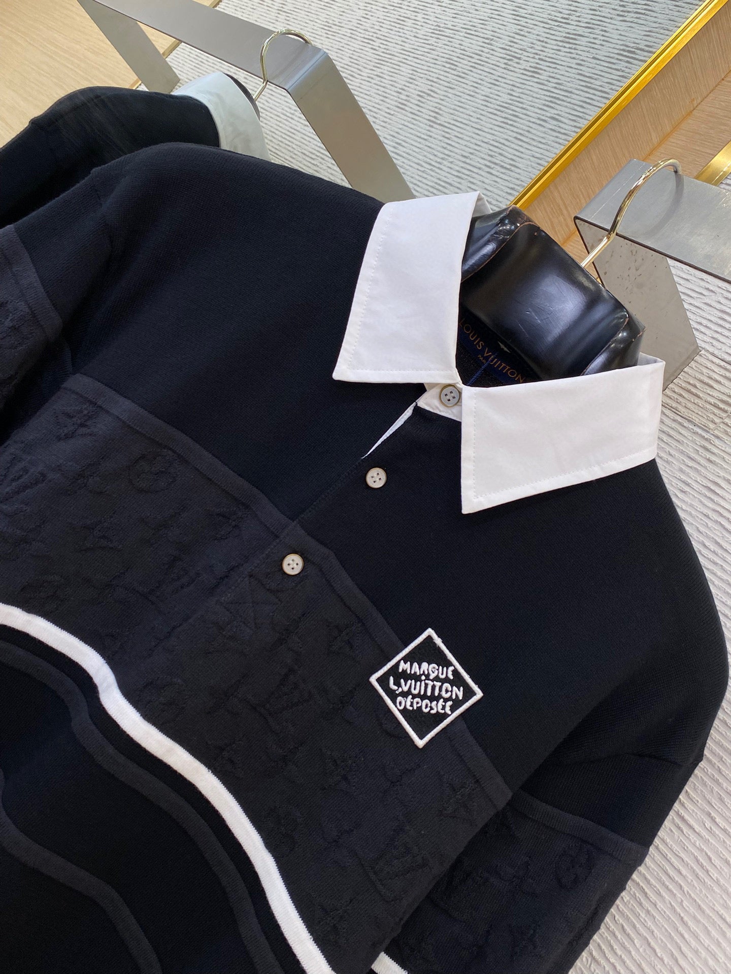 Chemise LV Monogram Jacquard Long-Sleeved Polo Shirt