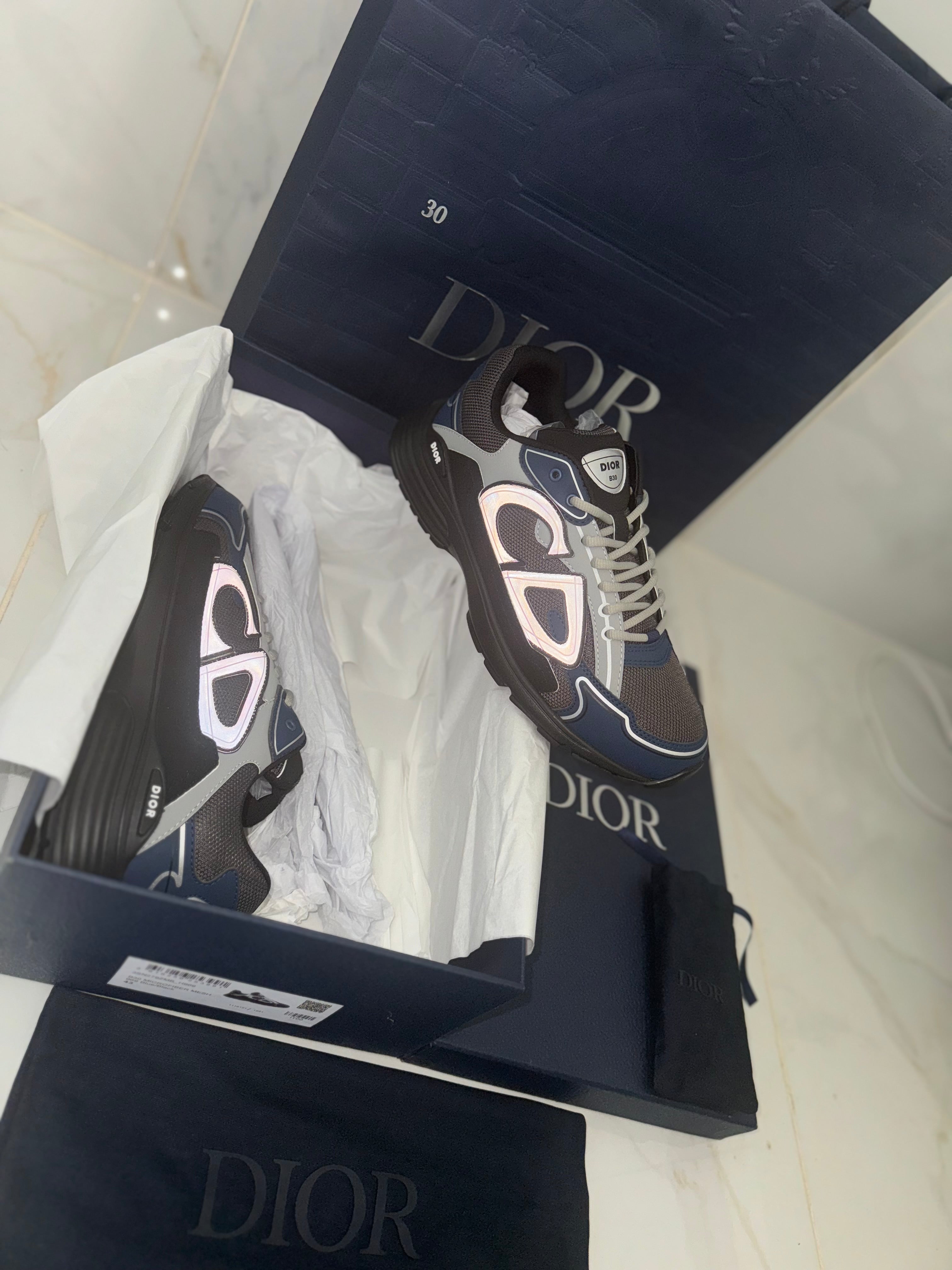 SNEAKERS B30 V3 VERSION BIEN LISSE BLUE NIGHT GREY RÉFLECTIVE RÉACTION CORRECTES FACTURE PACKAGING COMPLET