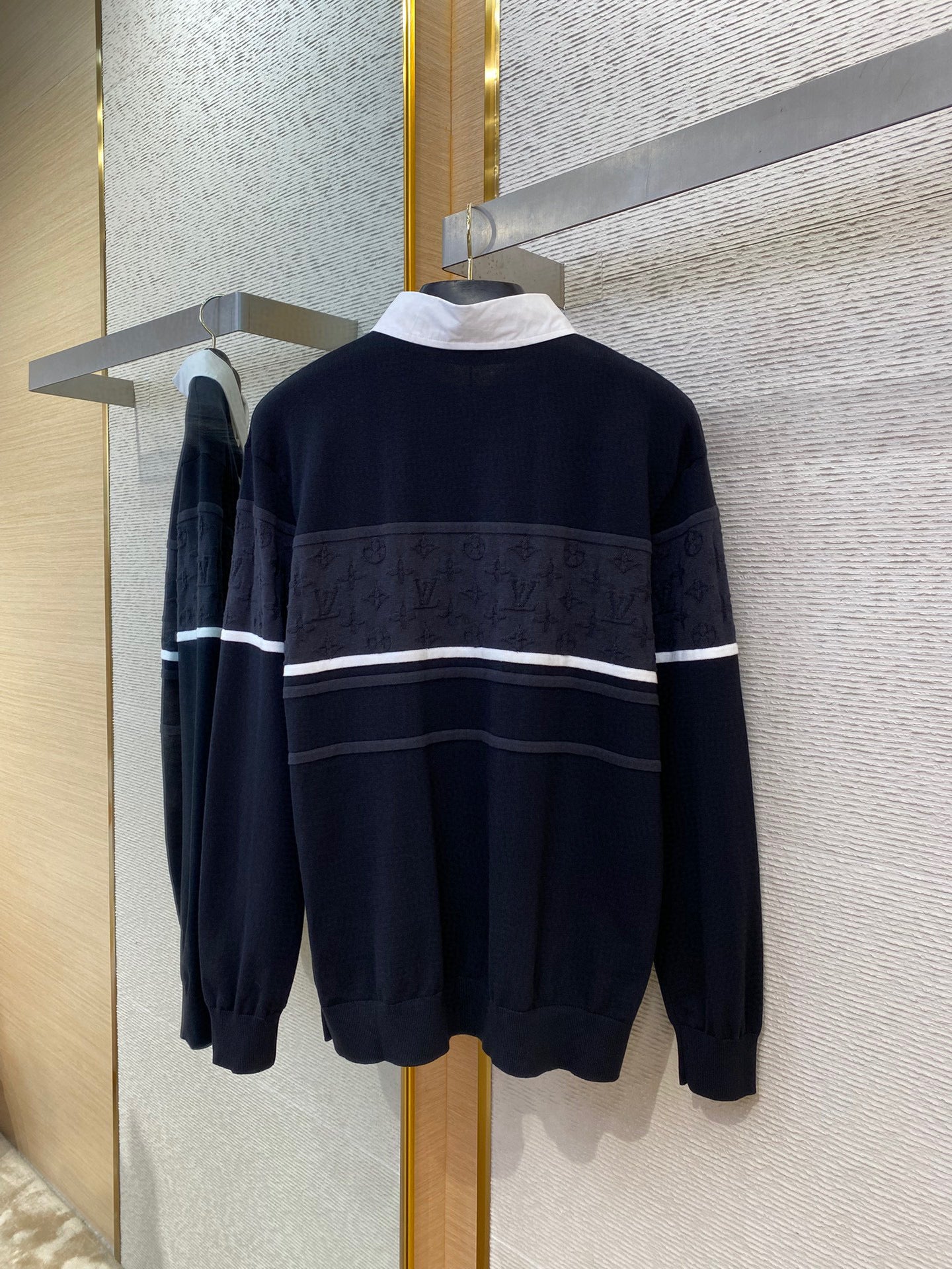 Chemise LV Monogram Jacquard Long-Sleeved Polo Shirt