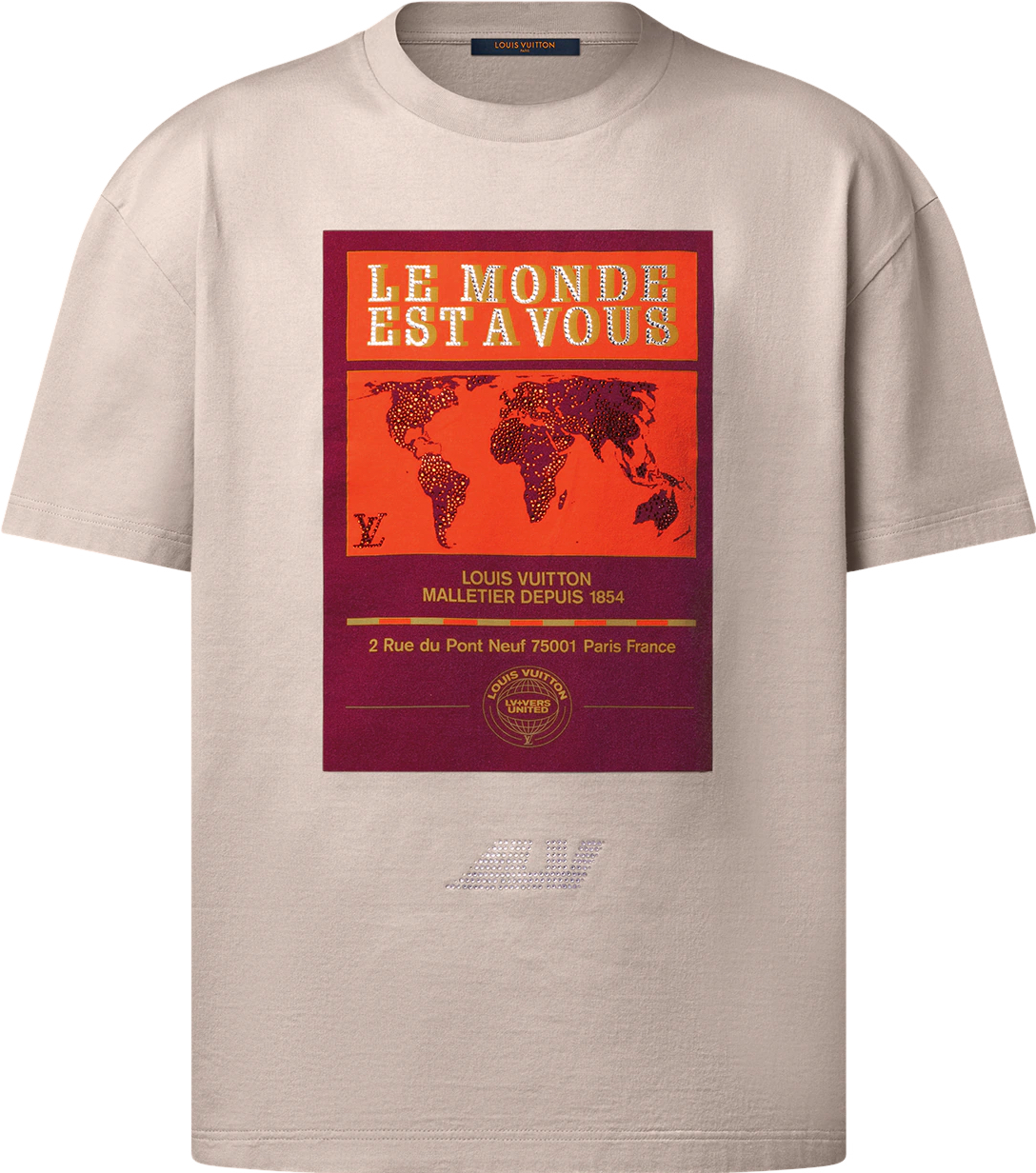 Tee-shirt lv graphique ornementé en coton