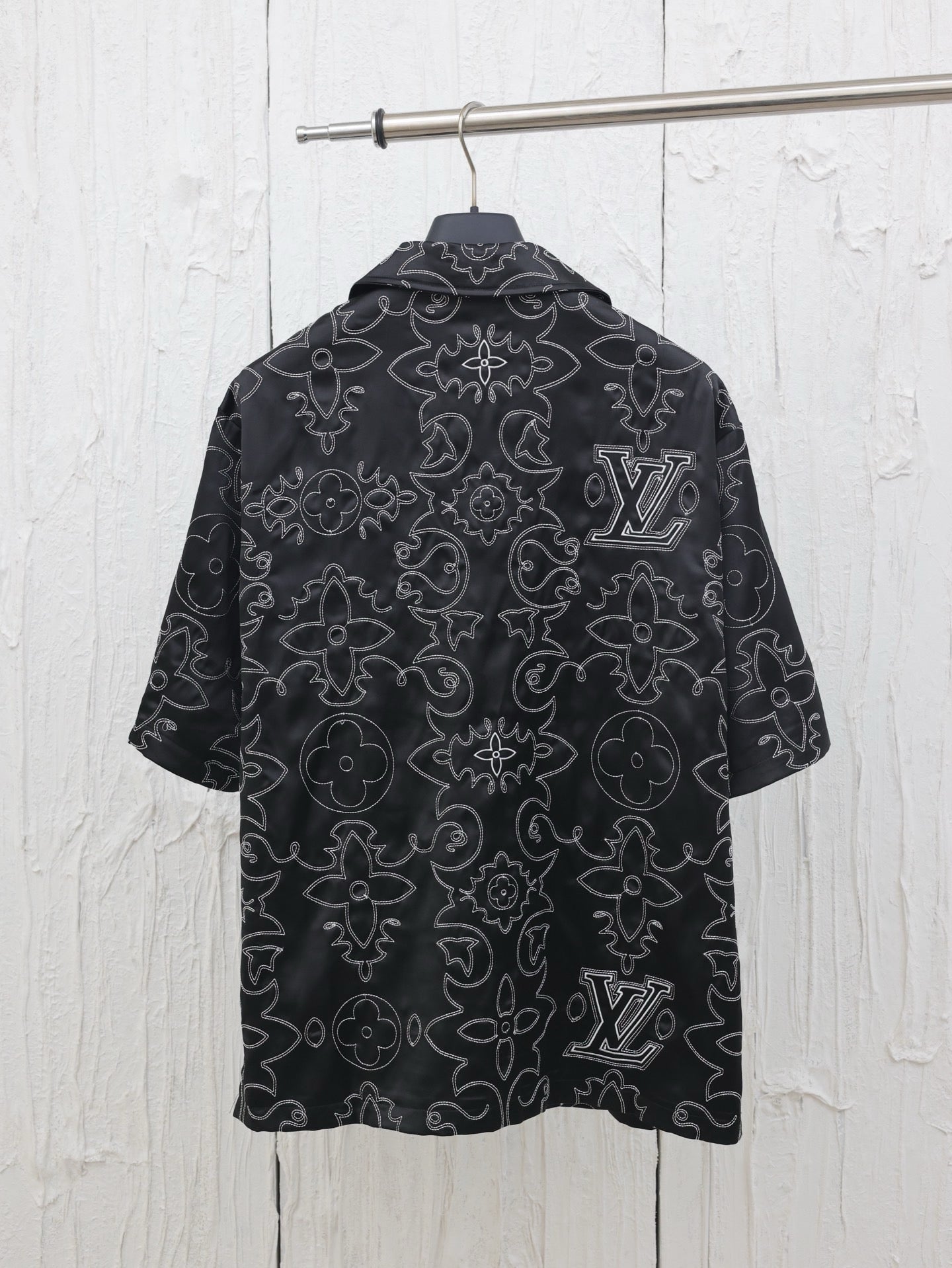 Chemise lv manches courtes imprimée en soie