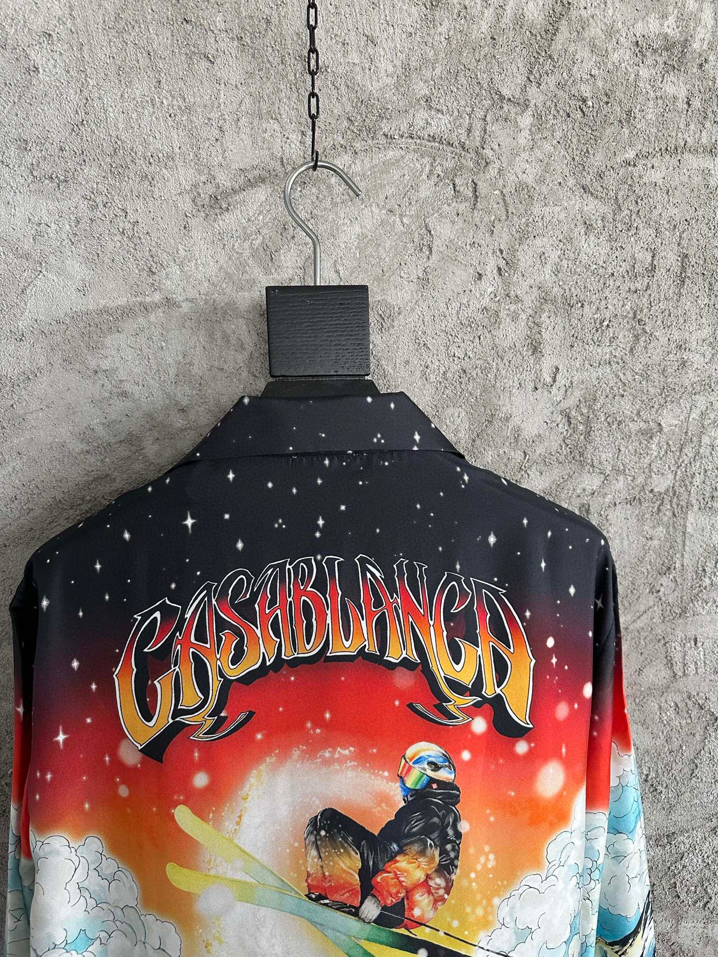 Casa chemise en soie à motif scène de ski