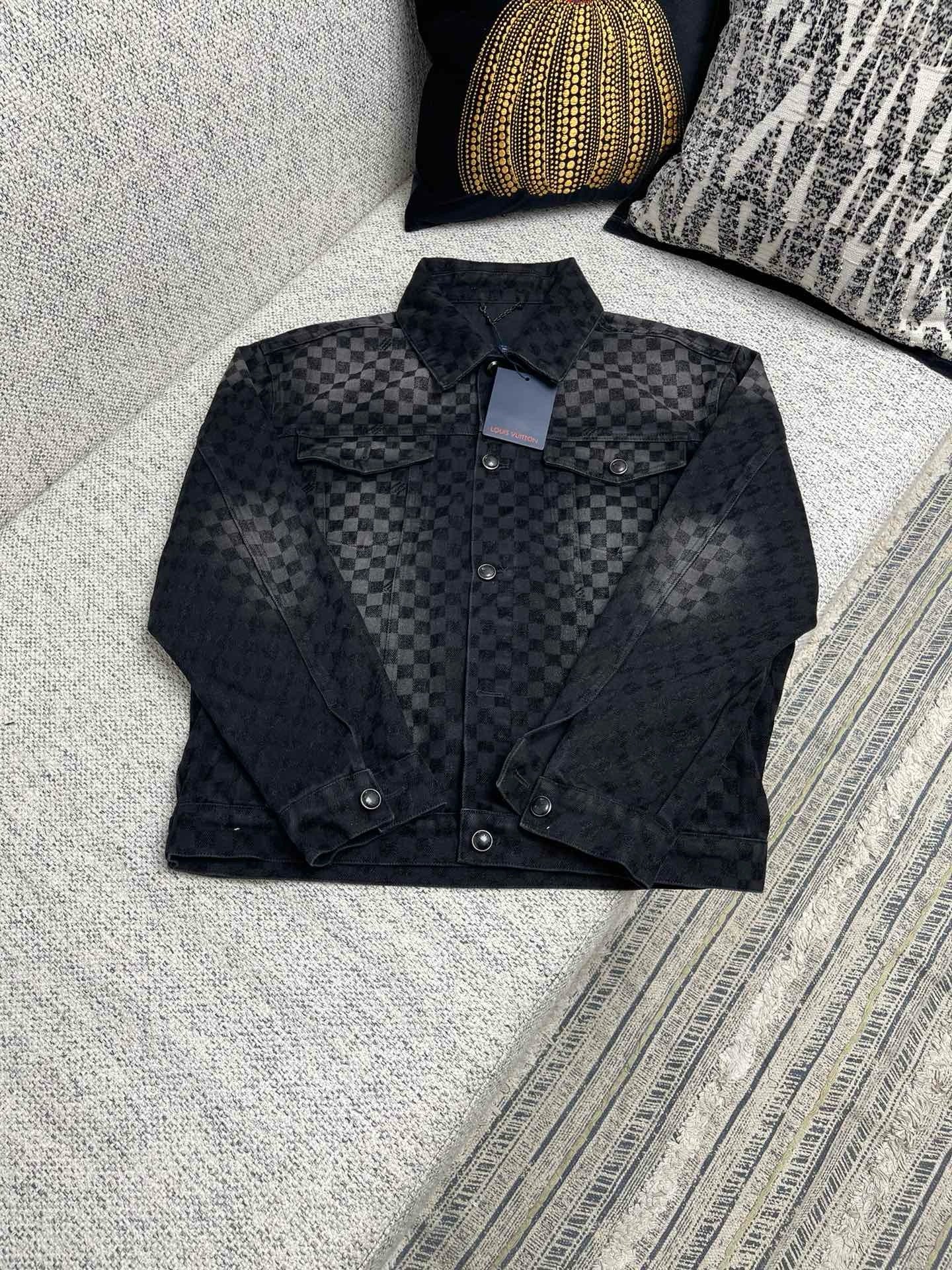 1AHBDY Tracksuit Flocked Damier Denim Trucker Jacket