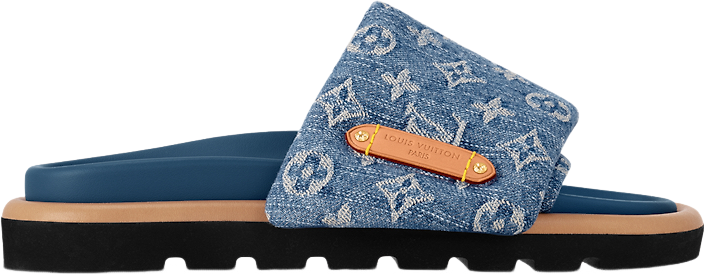 Flat mule conforming pillow blue jean