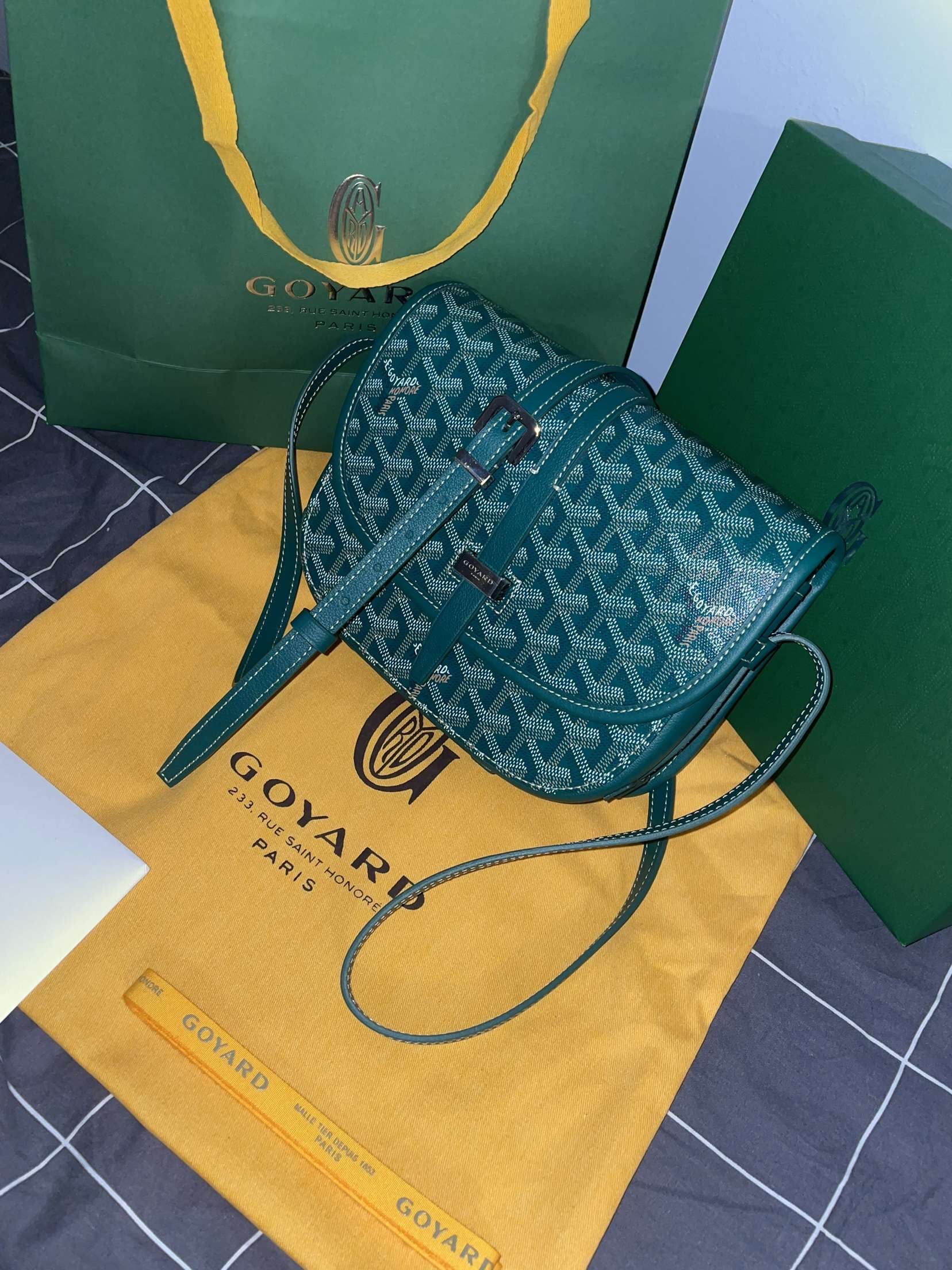 Belvedere green leather bag invoice