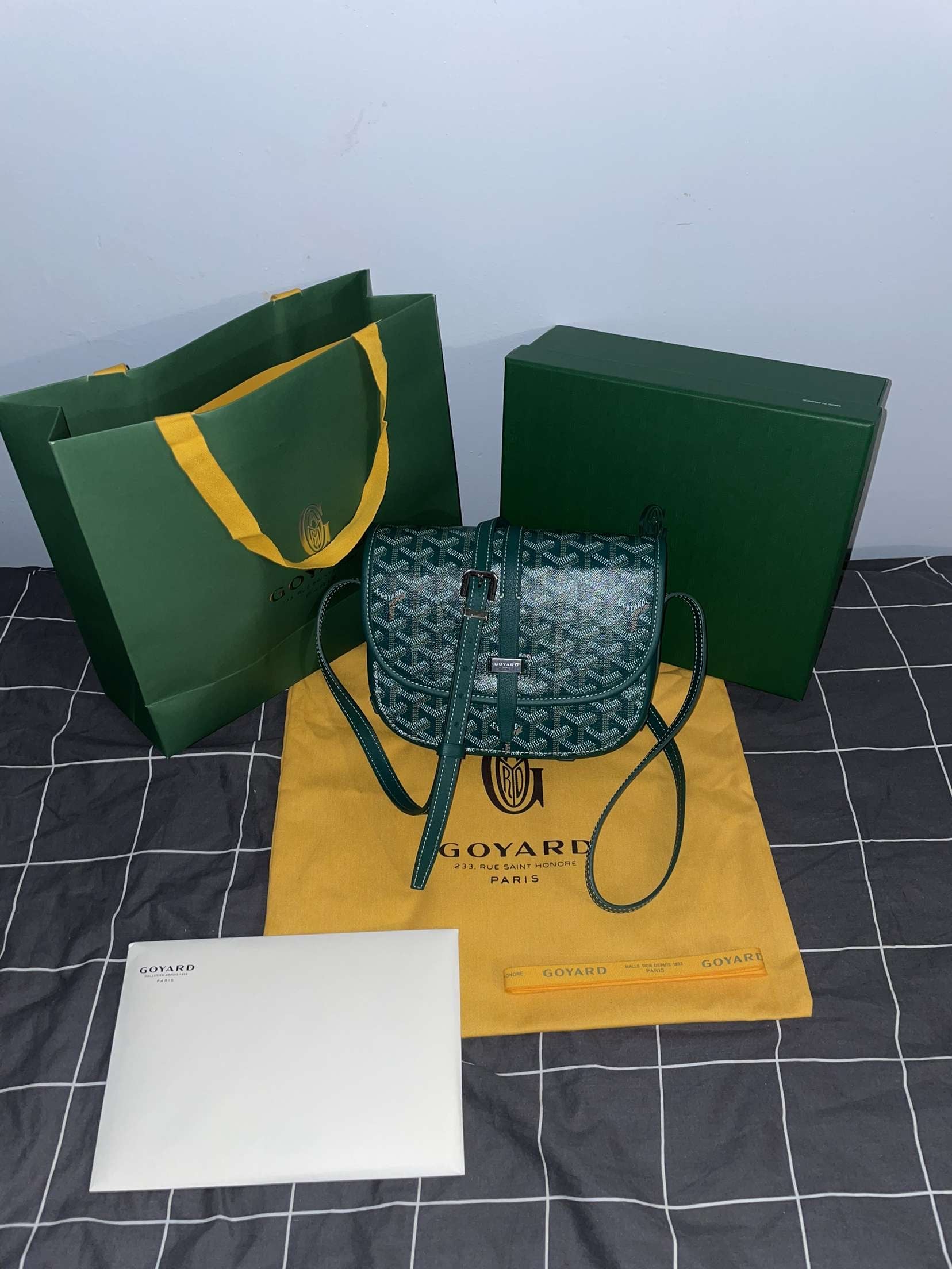 Belvedere green leather bag invoice