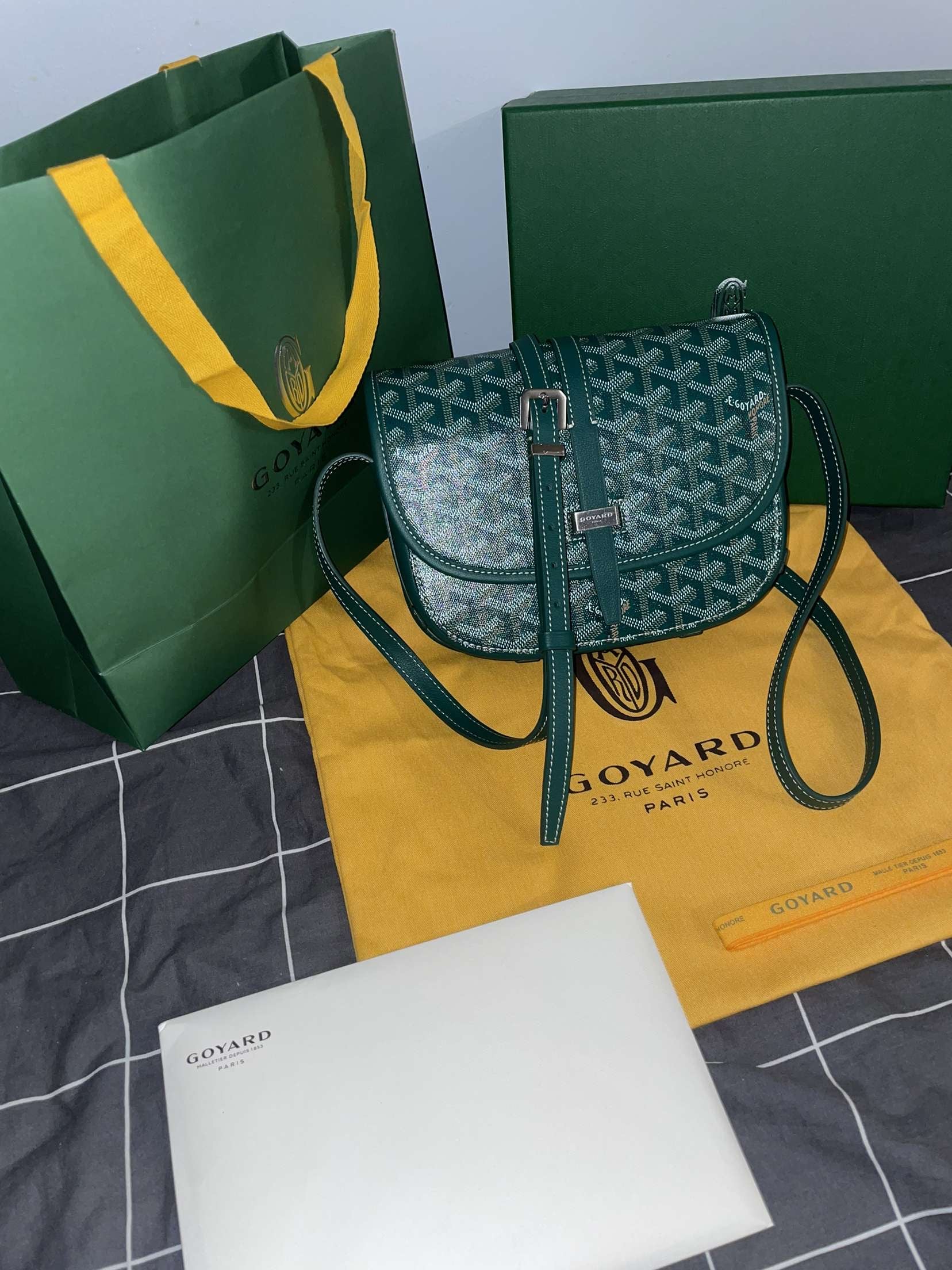 Belvedere green leather bag invoice