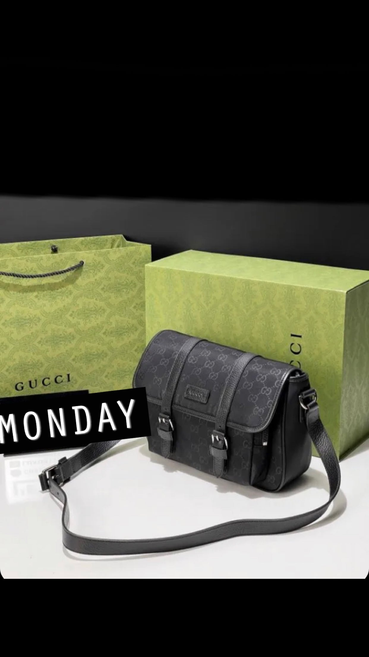 Gg Old collection black invoice bag