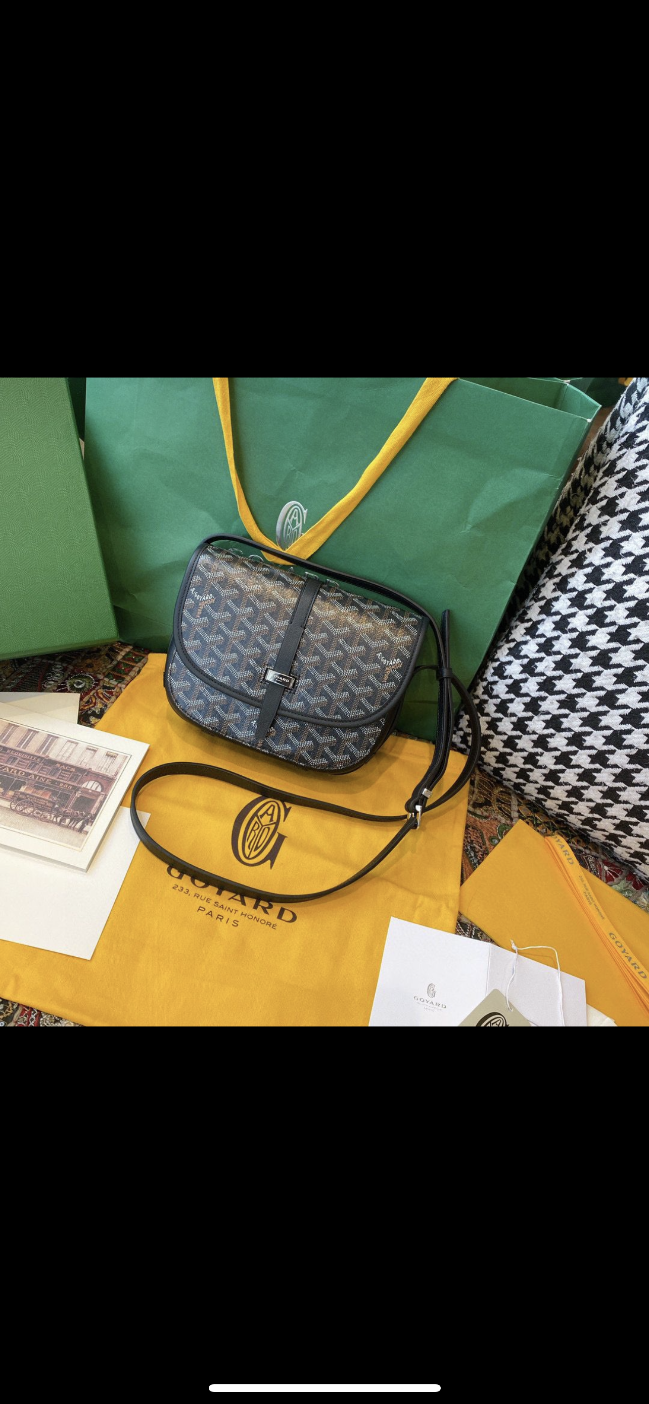 Belvédère-Tasche, schwarzes Leder, Edition, Lederrechnung