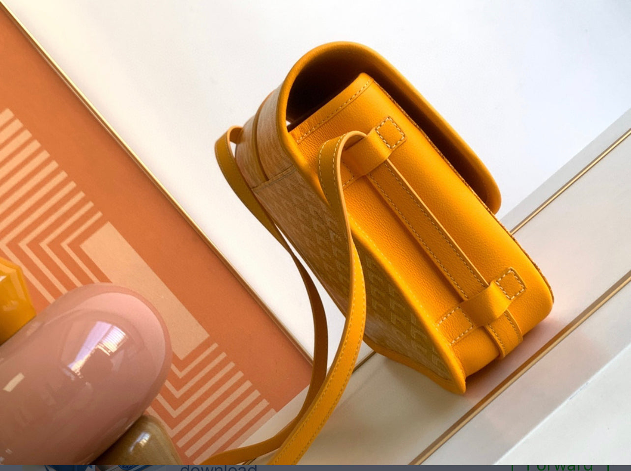 Belvedere yellow leather invoice bag