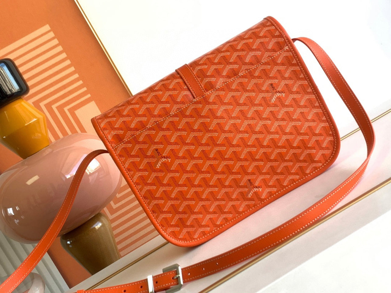 Sac Belvédère orange leather facture