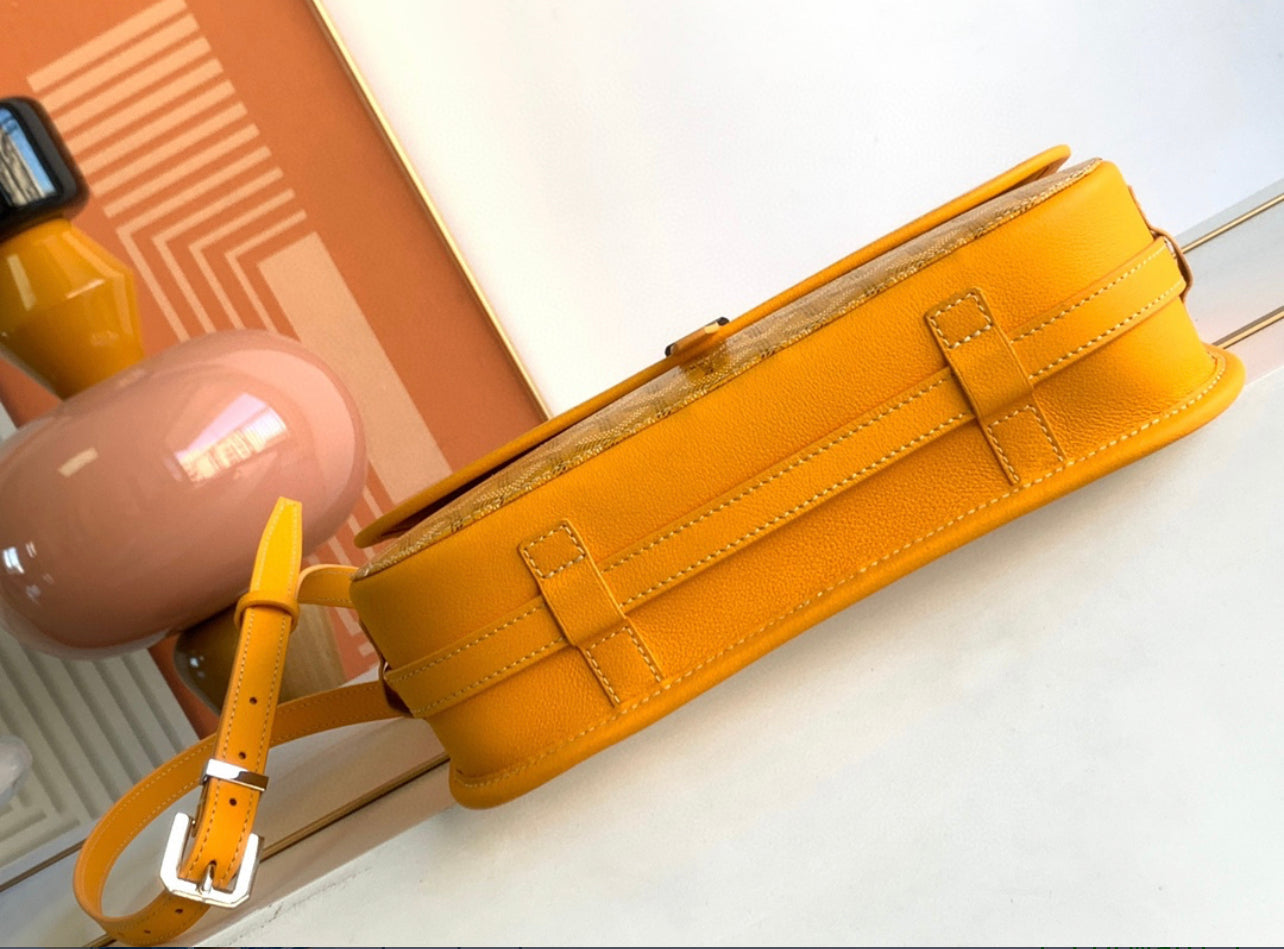 Belvedere yellow leather invoice bag