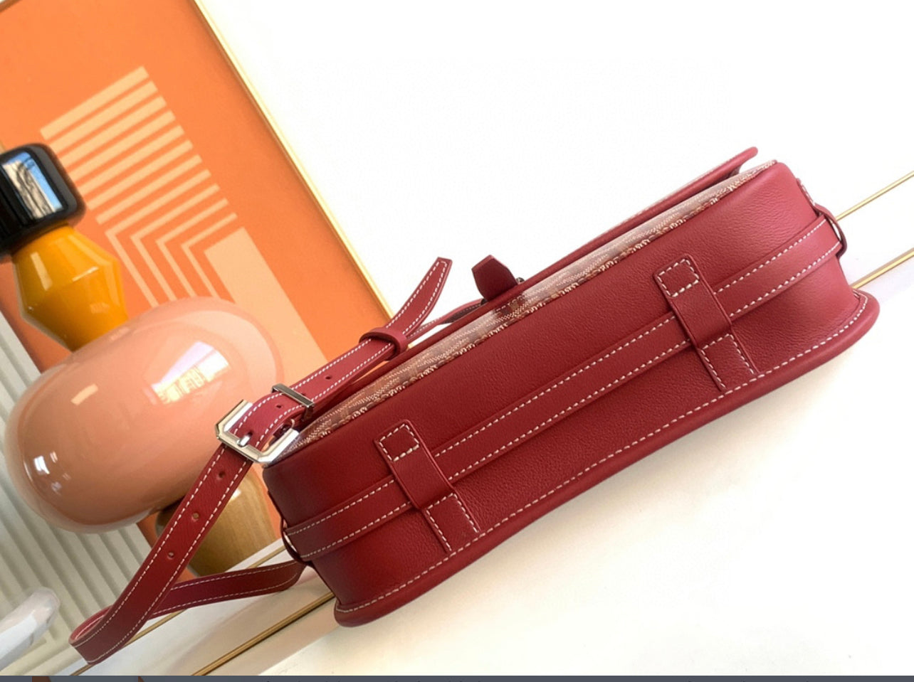 Belvedere red leather invoice bag