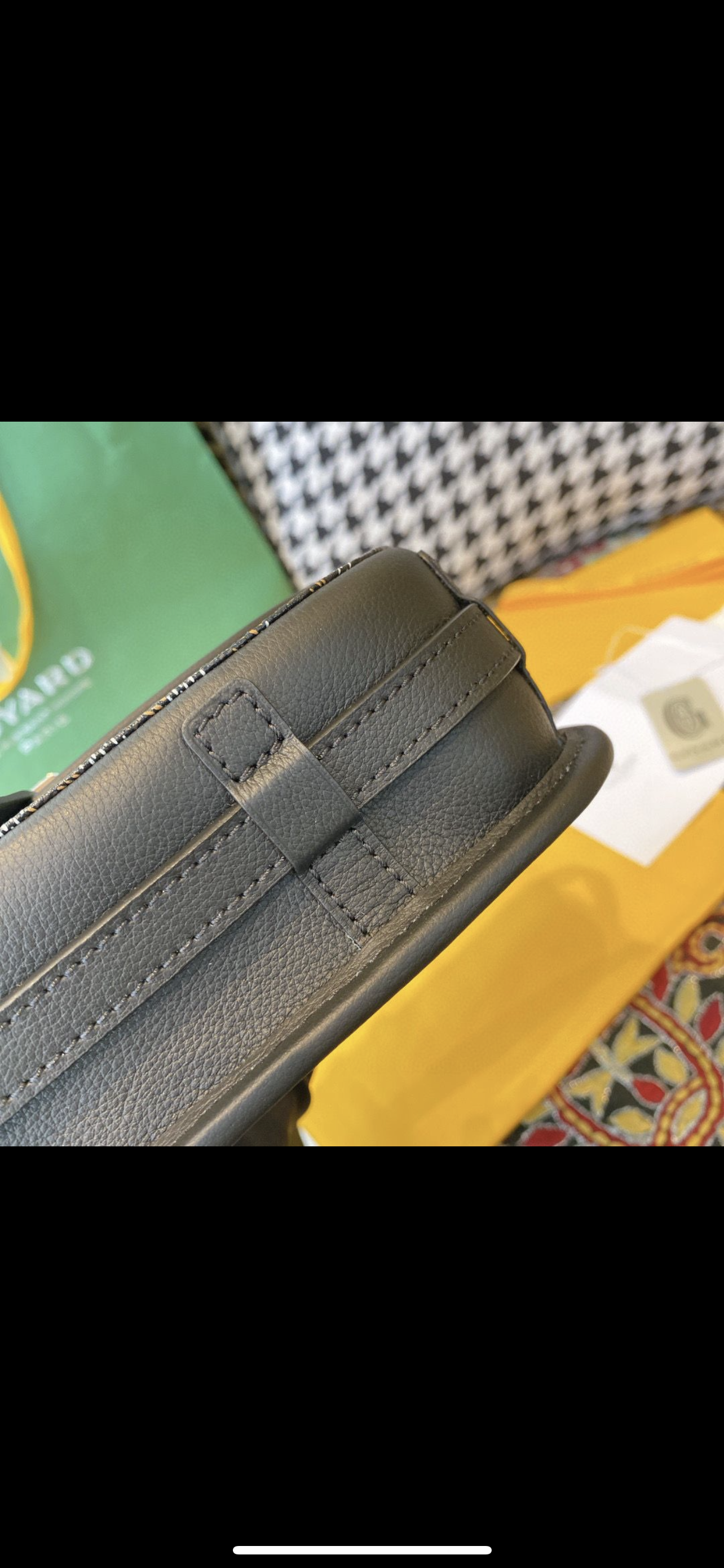 Belvédère-Tasche, schwarzes Leder, Edition, Lederrechnung