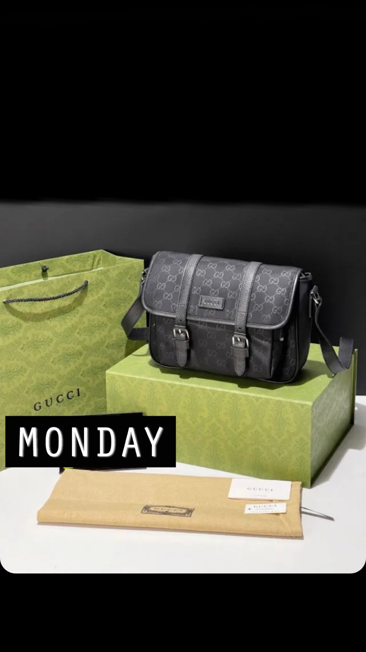 Gg Old collection black invoice bag