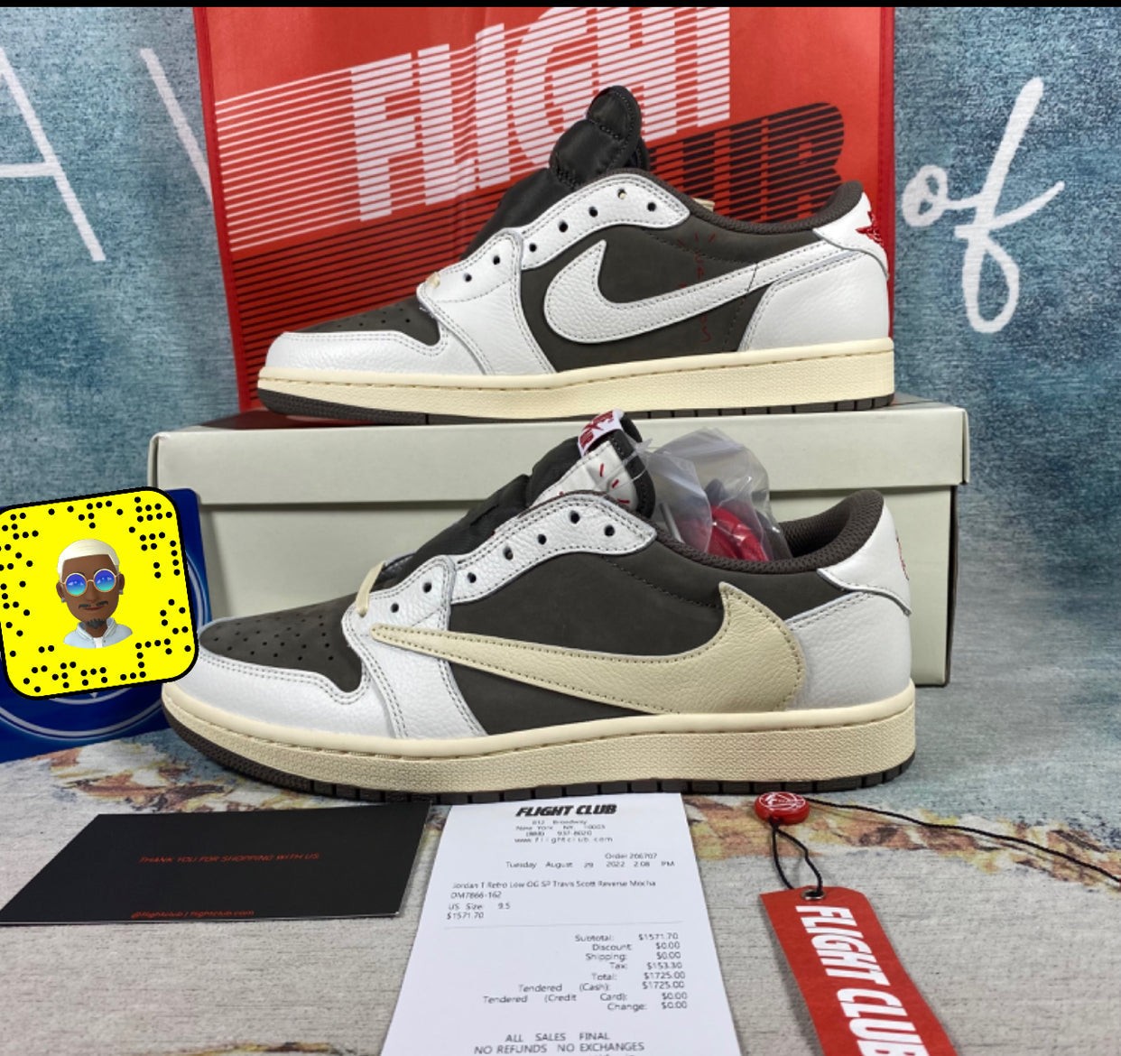 AJ low travis 1:1 Authentification Flight club ✔️ Facture