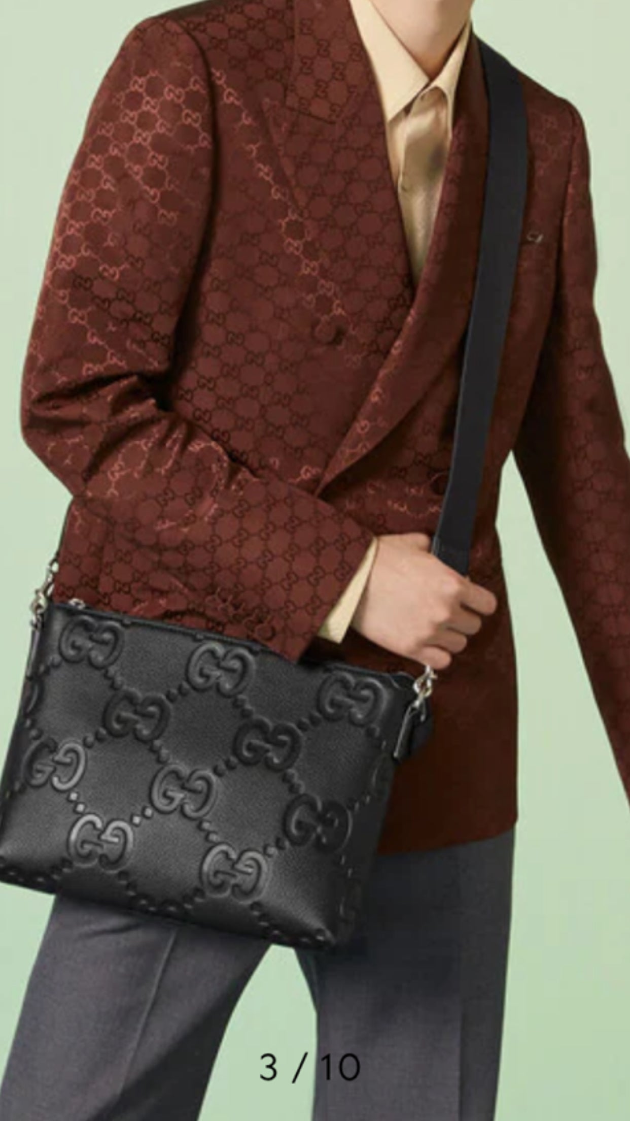 Gg jumbo black leather bag invoice