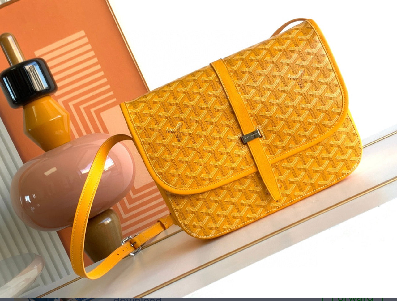 Belvedere yellow leather invoice bag