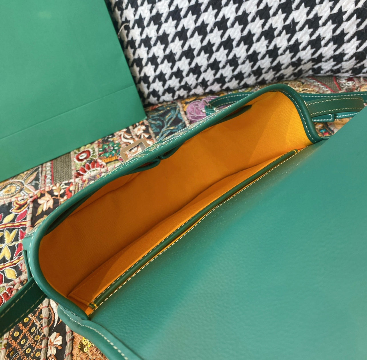 Sac Belvédère green leather facture