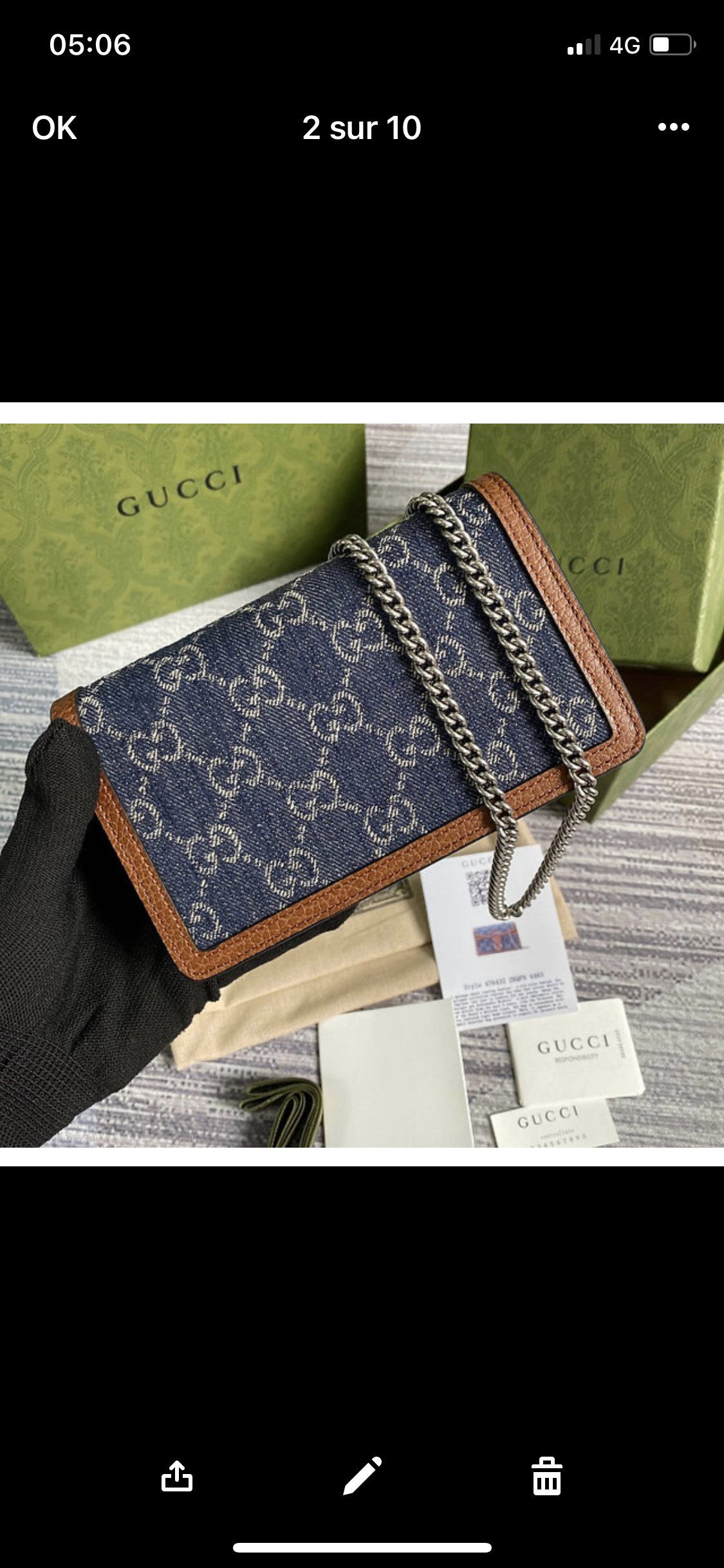 Dionysus Handtasche Blue Jeans Rechnung