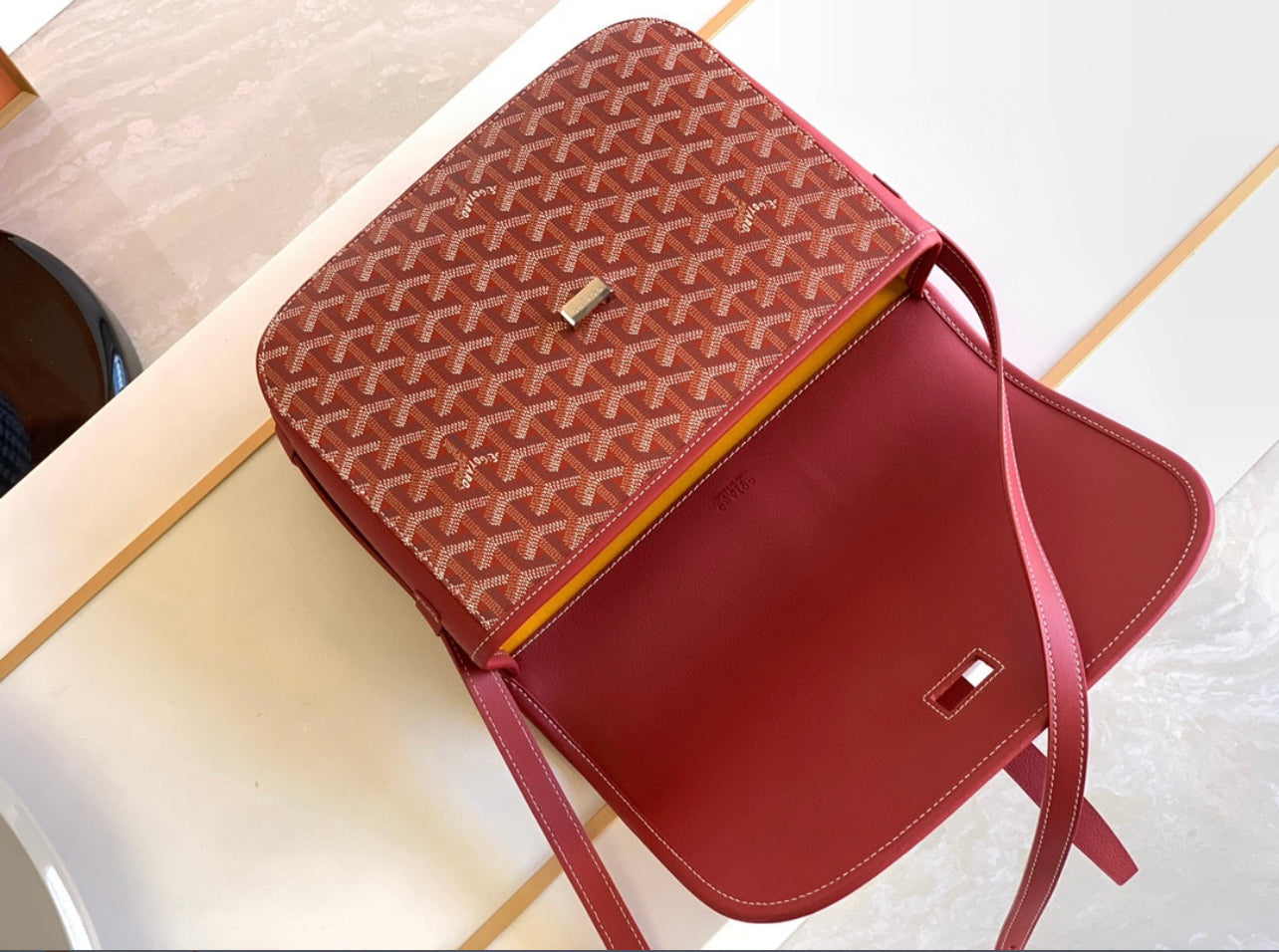 Belvedere red leather invoice bag