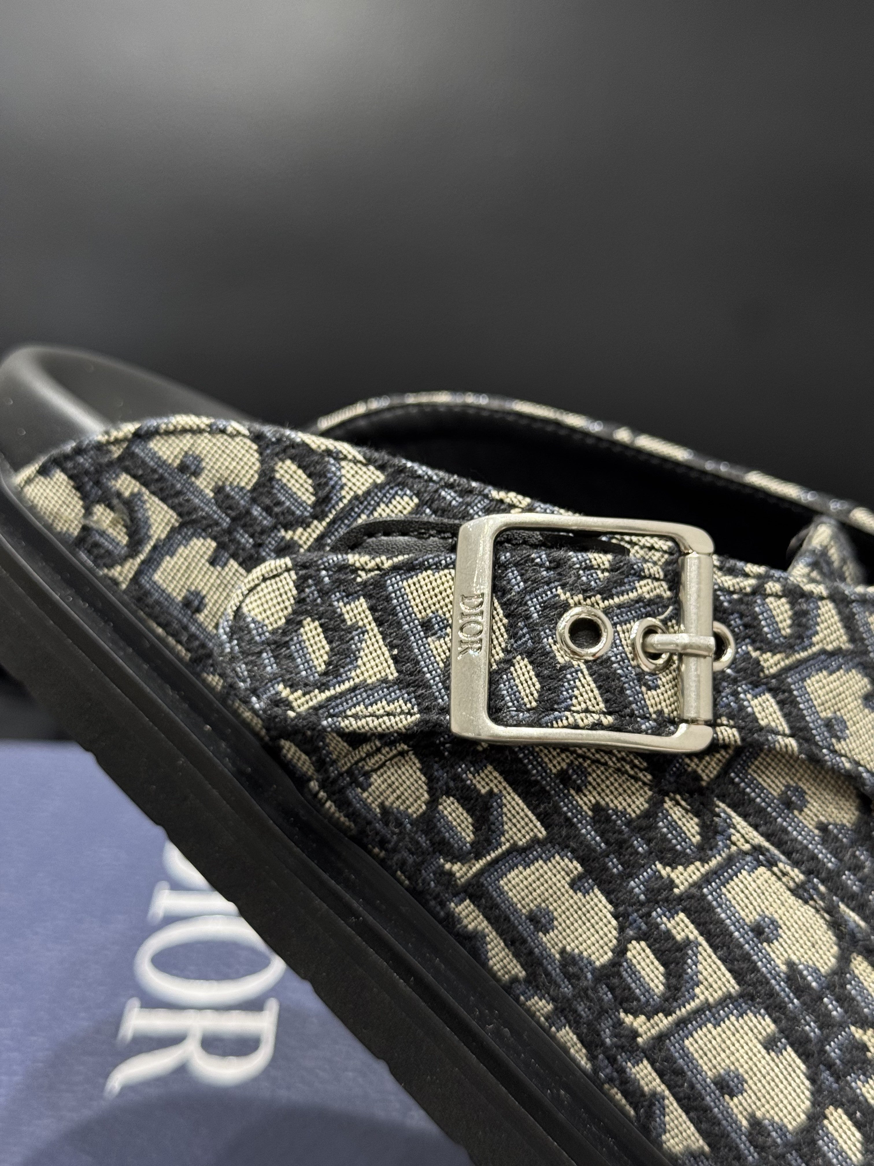 Mule  Aqua Toile jacquard Dior Oblique beige et noir