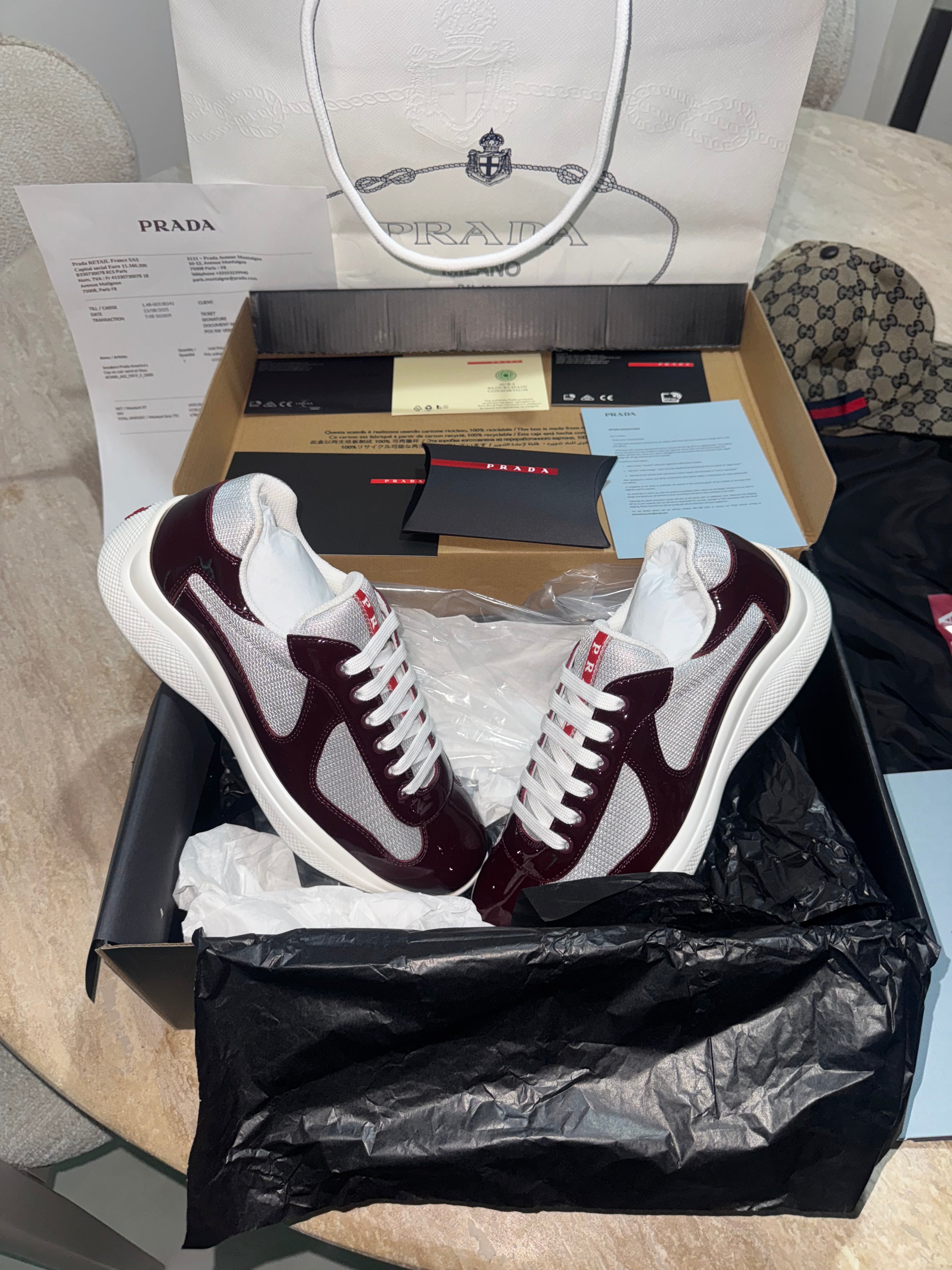 Sneakers Prd America ´ s Cup BORDEAUX Cherry 🍒 tissu bike lisse 10/10 📦⚡️🚚