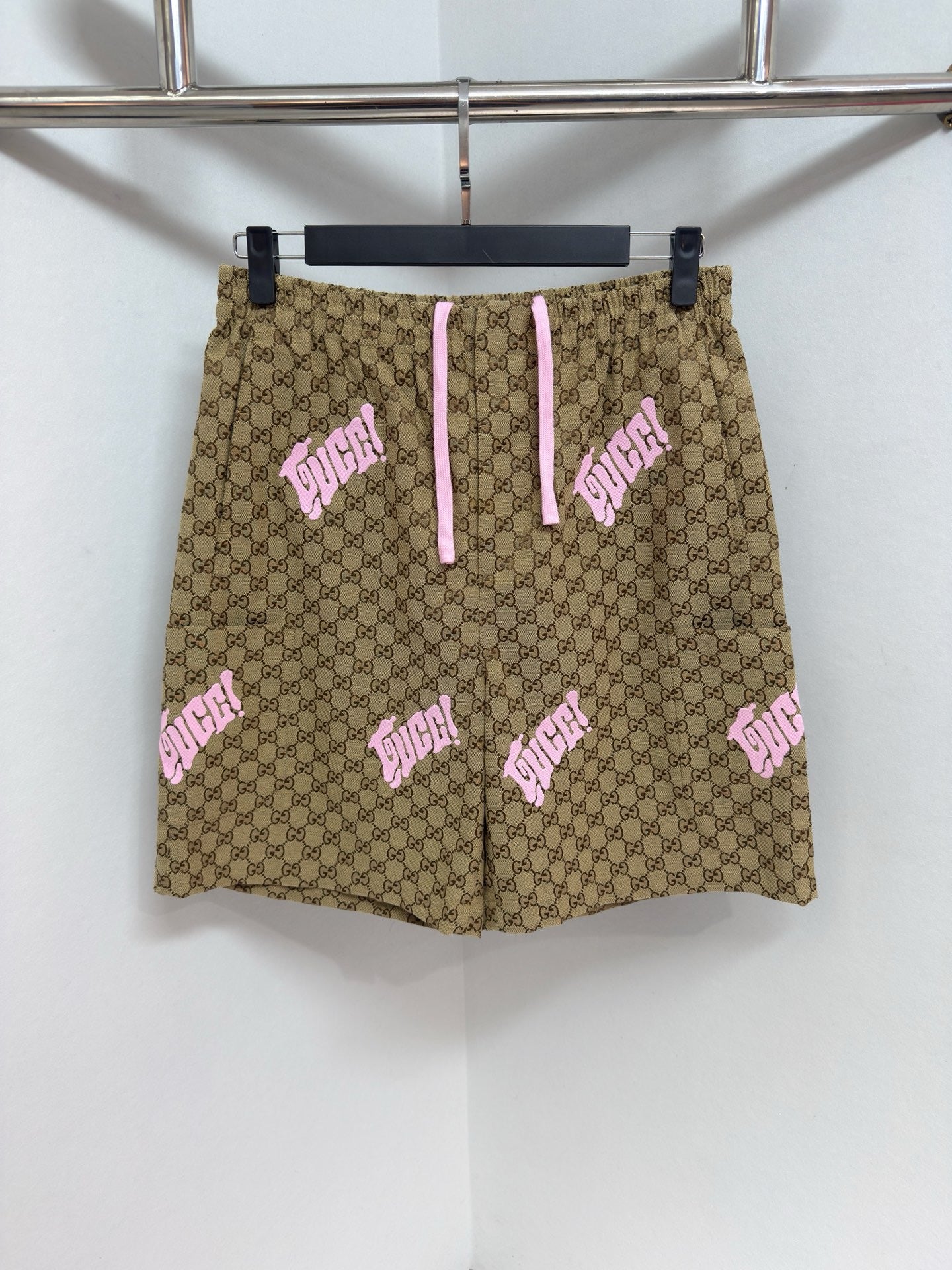 SHORT GG EN TOILE EN MÉLANGE DE LIN AVEC BRODERIE