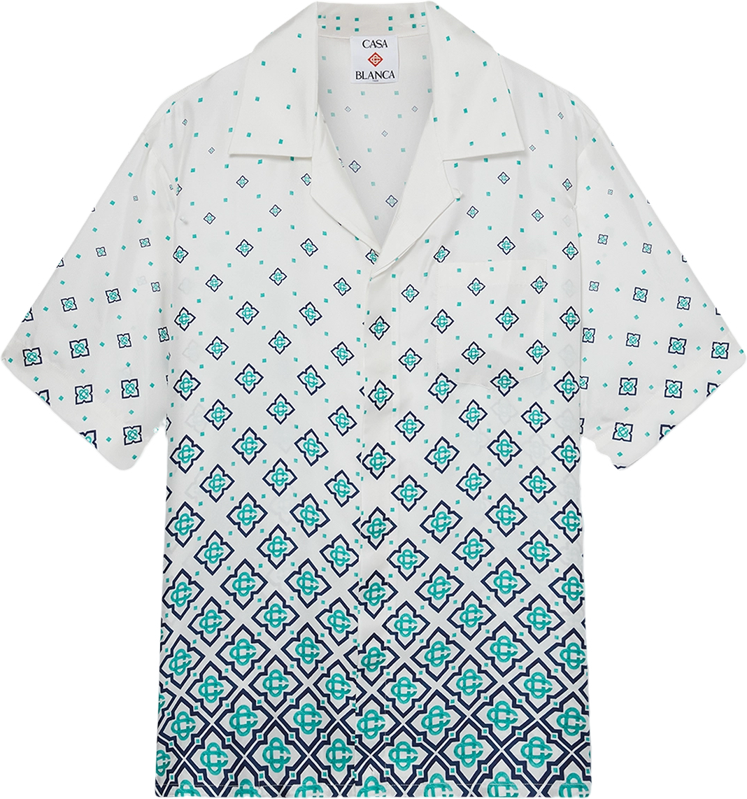 CASA GRADIENT MONOGRAM SHORT SLEEVE SILK SHIRT