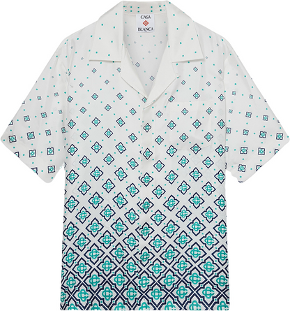 CASA GRADIENT MONOGRAM SHORT SLEEVE SILK SHIRT
