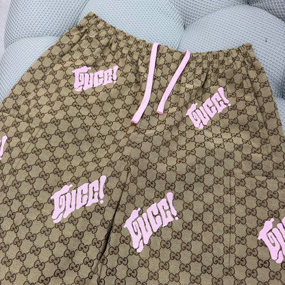SHORT GG EN TOILE EN MÉLANGE DE LIN AVEC BRODERIE