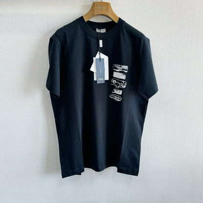 T-shirt CD Archives Labels, coupe relax Jersey de coton noir