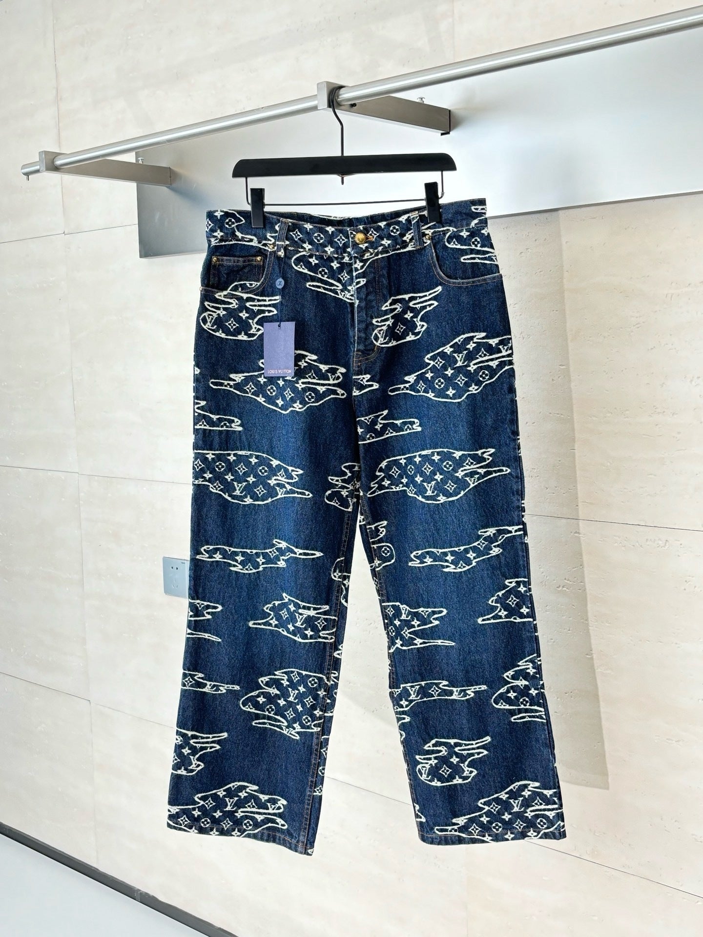 Pantalon droit Monogram en denim lv