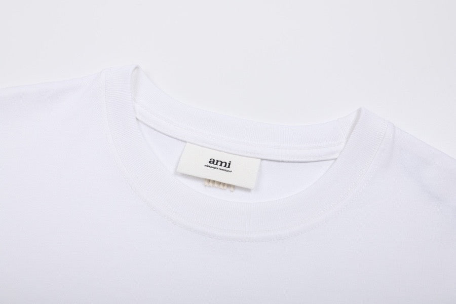 T-shirt blanc à petit logo ami de cœur beige