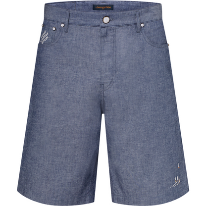 Short lv  brodée en chambray