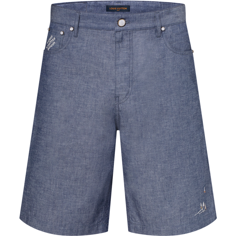 Short lv  brodée en chambray