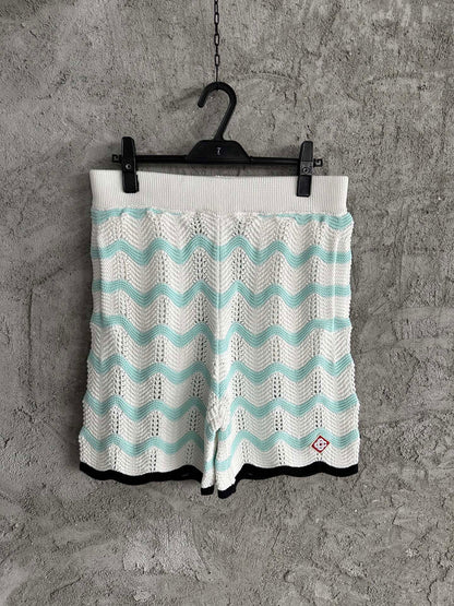 ENSEMBLE GRADIENT WAVE COTTON CROCHET SHORT SLEEVE SHIRT